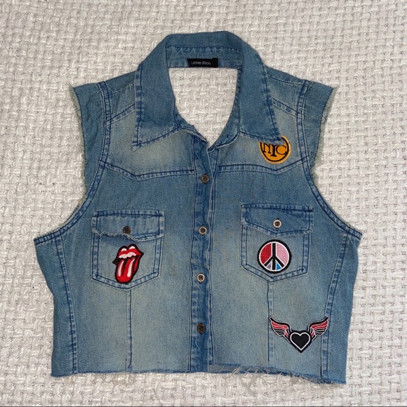 denim patch vest